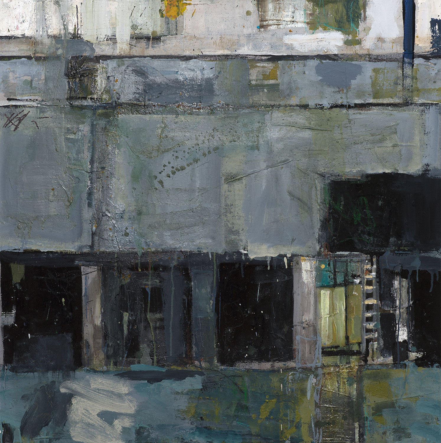 "Grasbrook (left part)" · 100 x 100 cm · Acryl on canvas · 2013