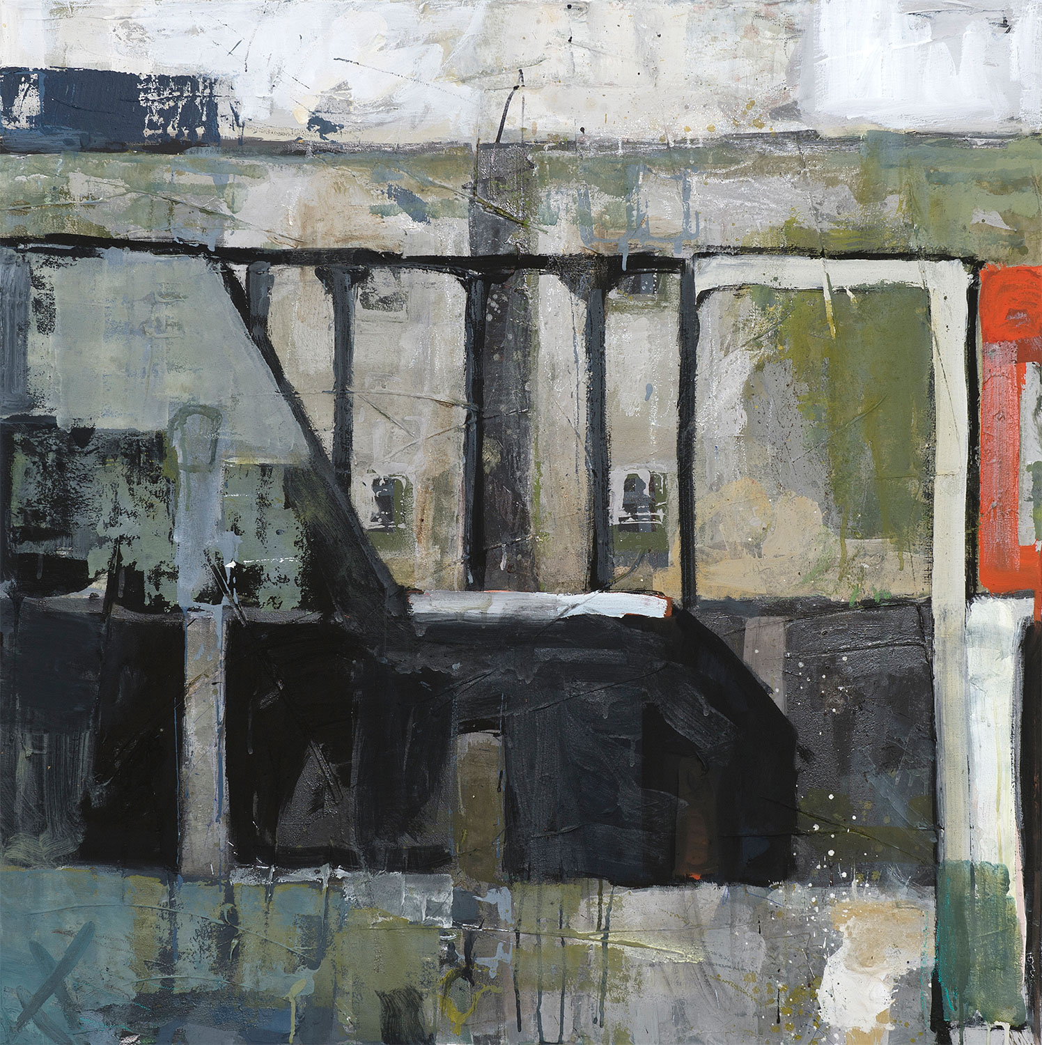 "Grasbrook (rechter Teil)" · 100 x 100 cm · Acryl auf Leinwand · 2013