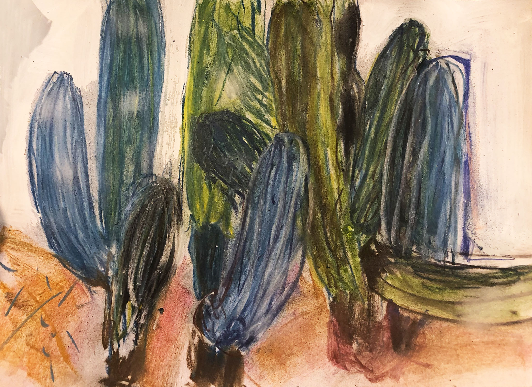 "Cactusarme light" · A3 · Pastell · 2020