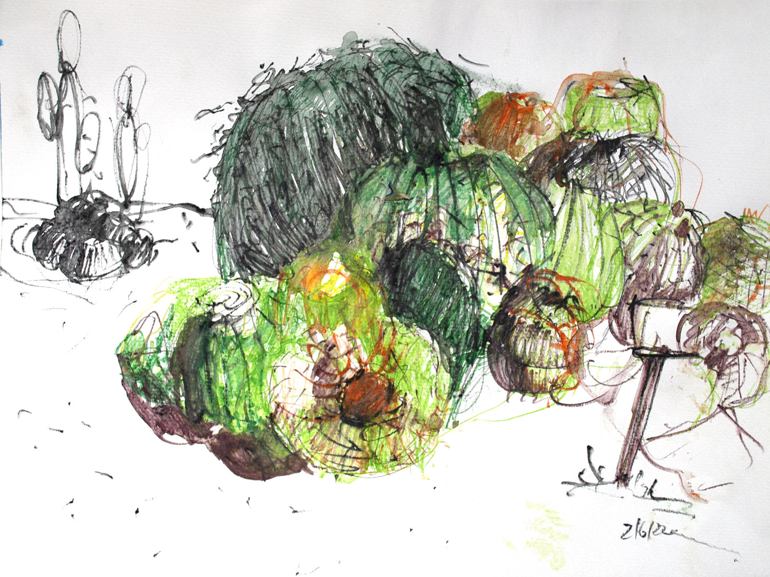 "Skizze im Botanicactus farbig" · A2 · Watercolour pencil · 2022