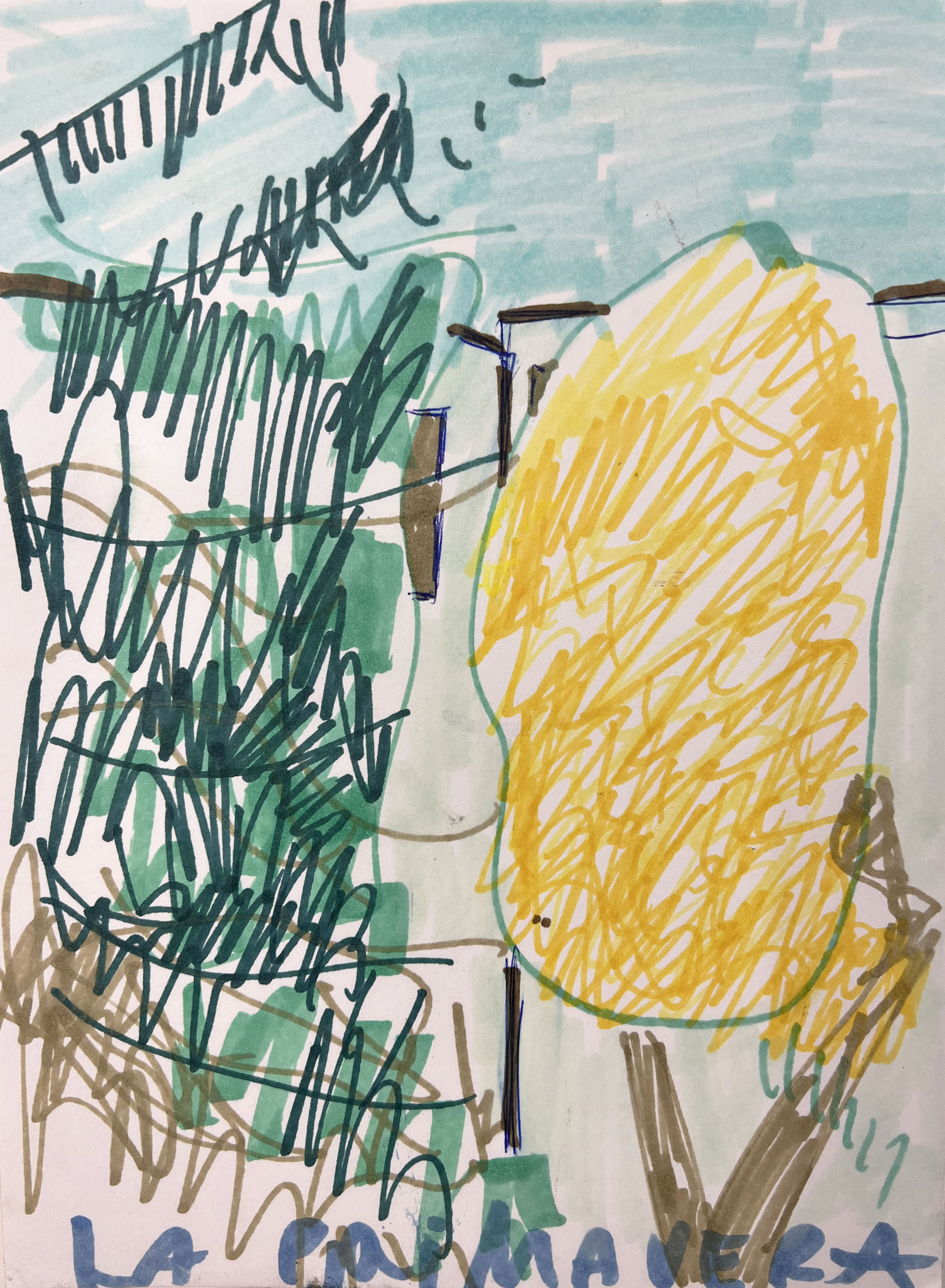 "Primavera IV, gelb" · 28 x 14 cm · Marker · 2023